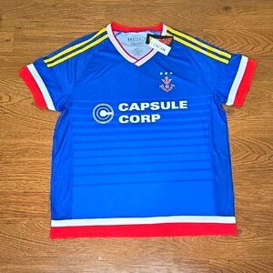 NWT DRAGONBALL Z CAPSULE CORP SOCCER JERSEY XL RARE BOXLUNCH EXCLUSIVE